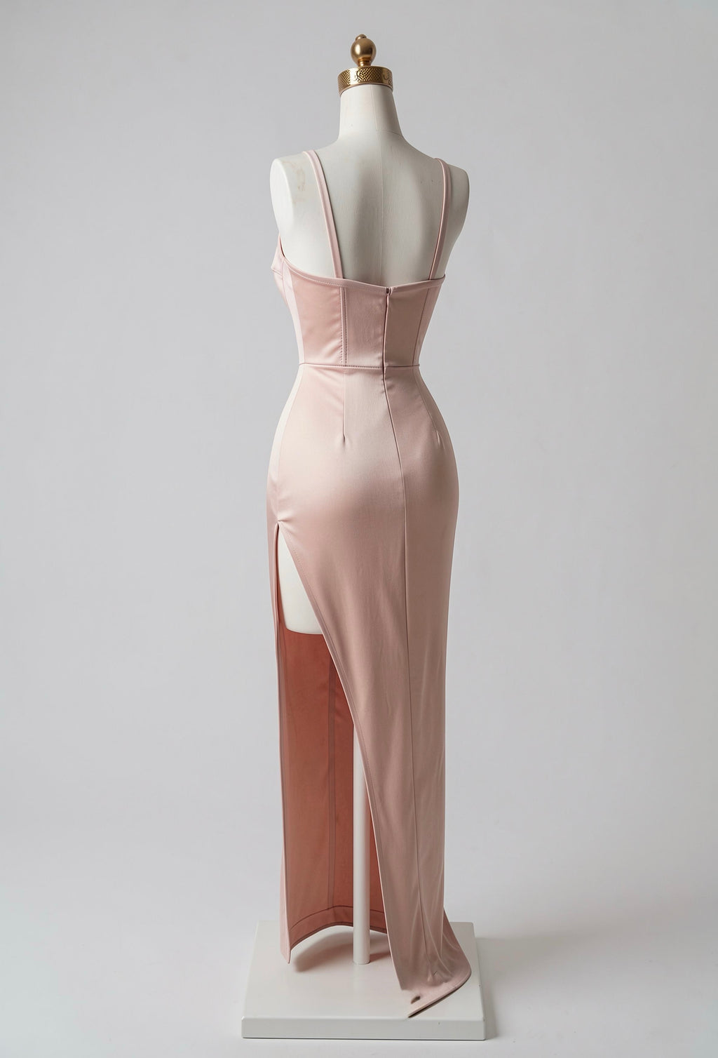 Vestido Maxi Satinado con Abertura en Pierna