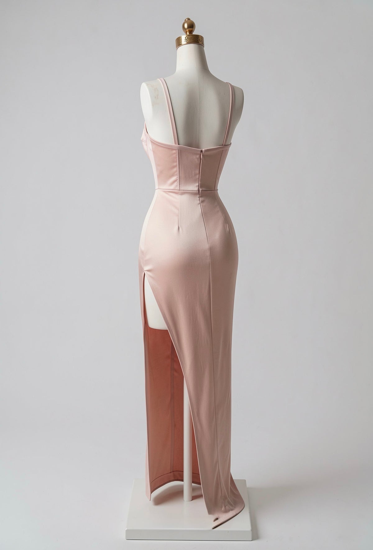 Vestido Maxi Satinado con Abertura en Pierna