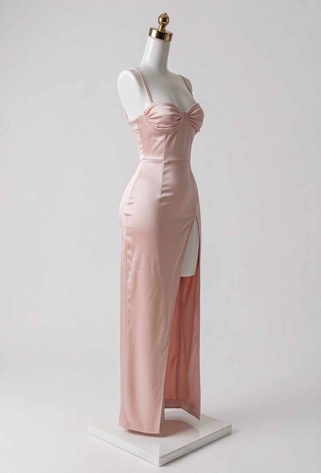 Vestido Maxi Satinado con Abertura en Pierna