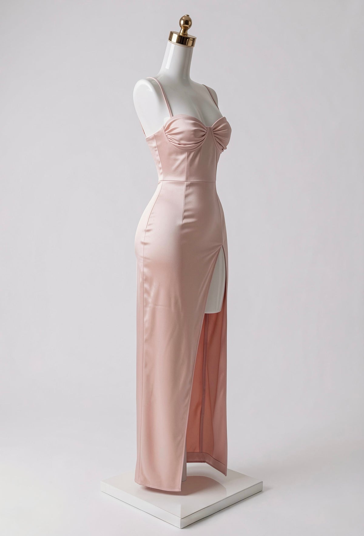 Vestido Maxi Satinado con Abertura en Pierna