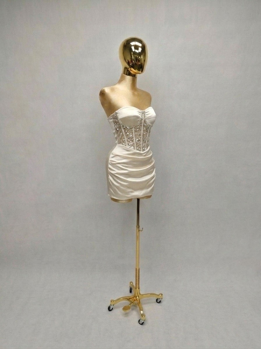 Vestido Corset Lentejuelas y Falda Plisada
