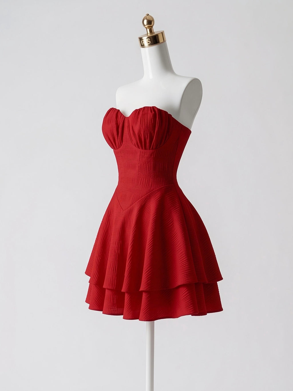 Vestido Escote Corazón con Olanes