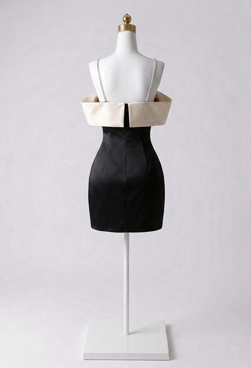 Vestido Mate con Escote con Moño Satinado