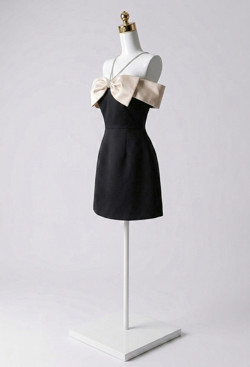 Vestido Mate con Escote con Moño Satinado