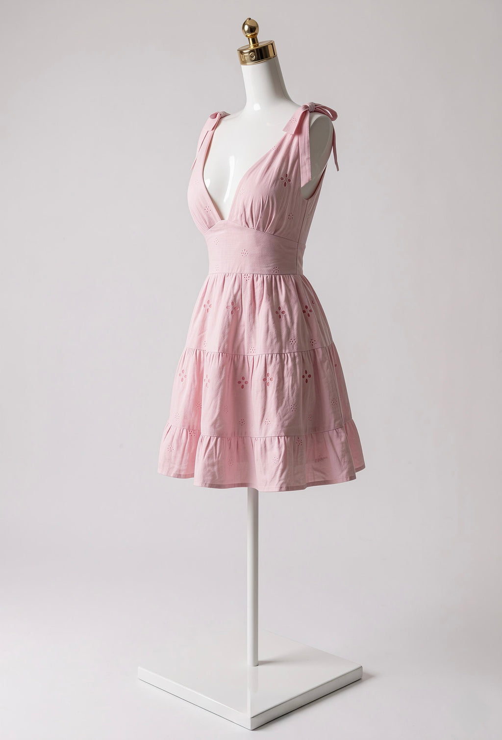 Vestido Escote V con Textura