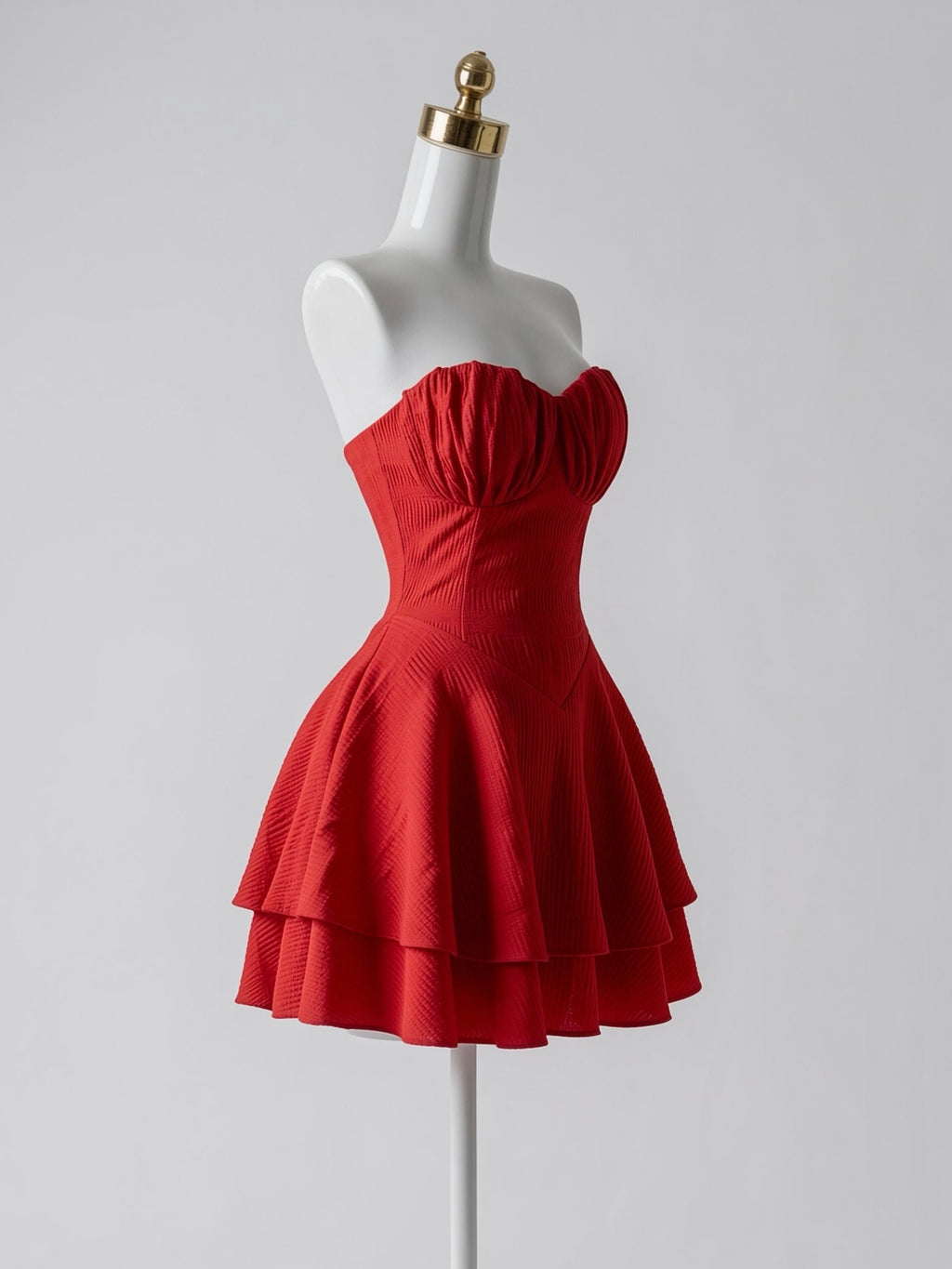 Vestido Escote Corazón con Olanes