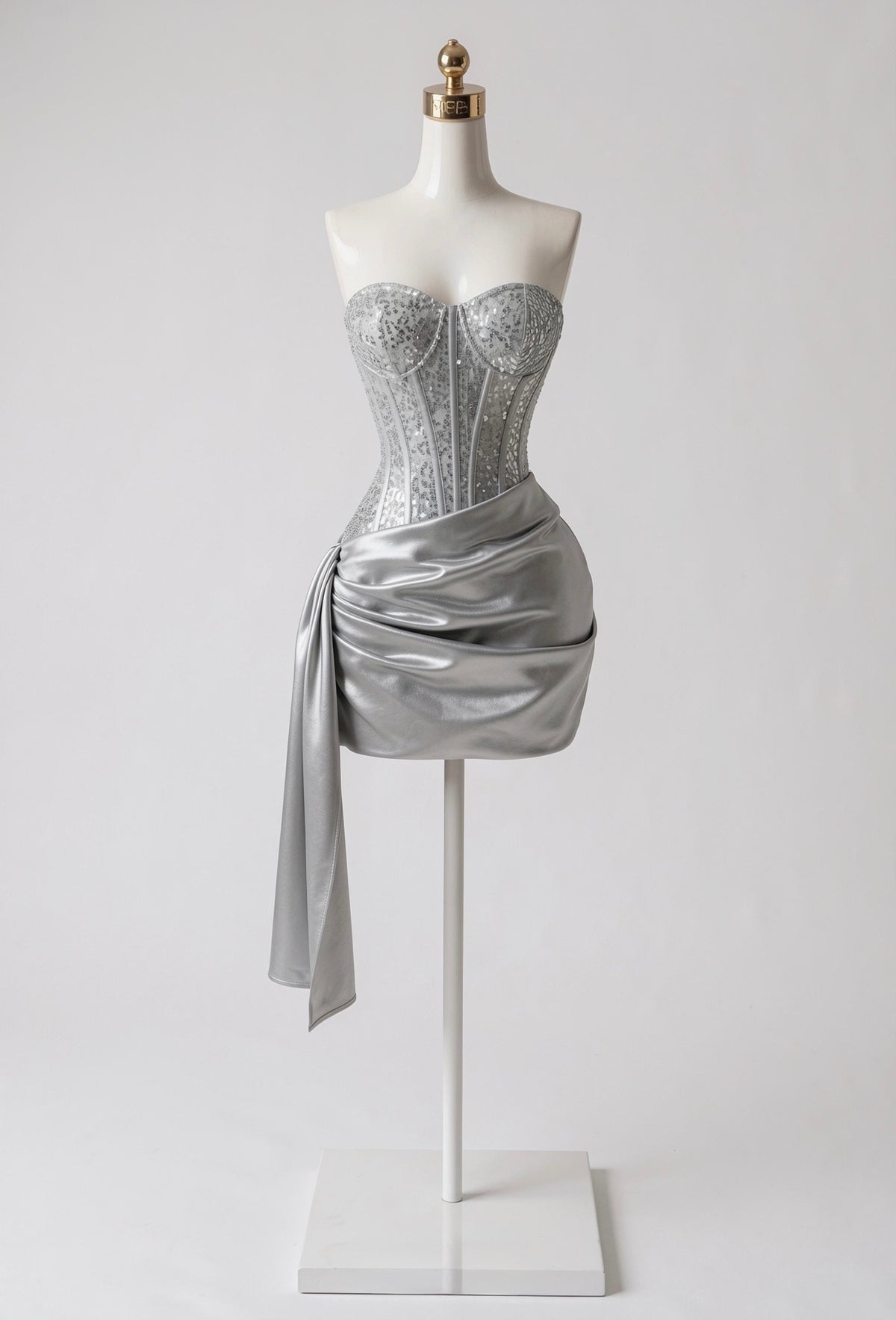 Vestido Corset Lentejuelas y Falda Plisada