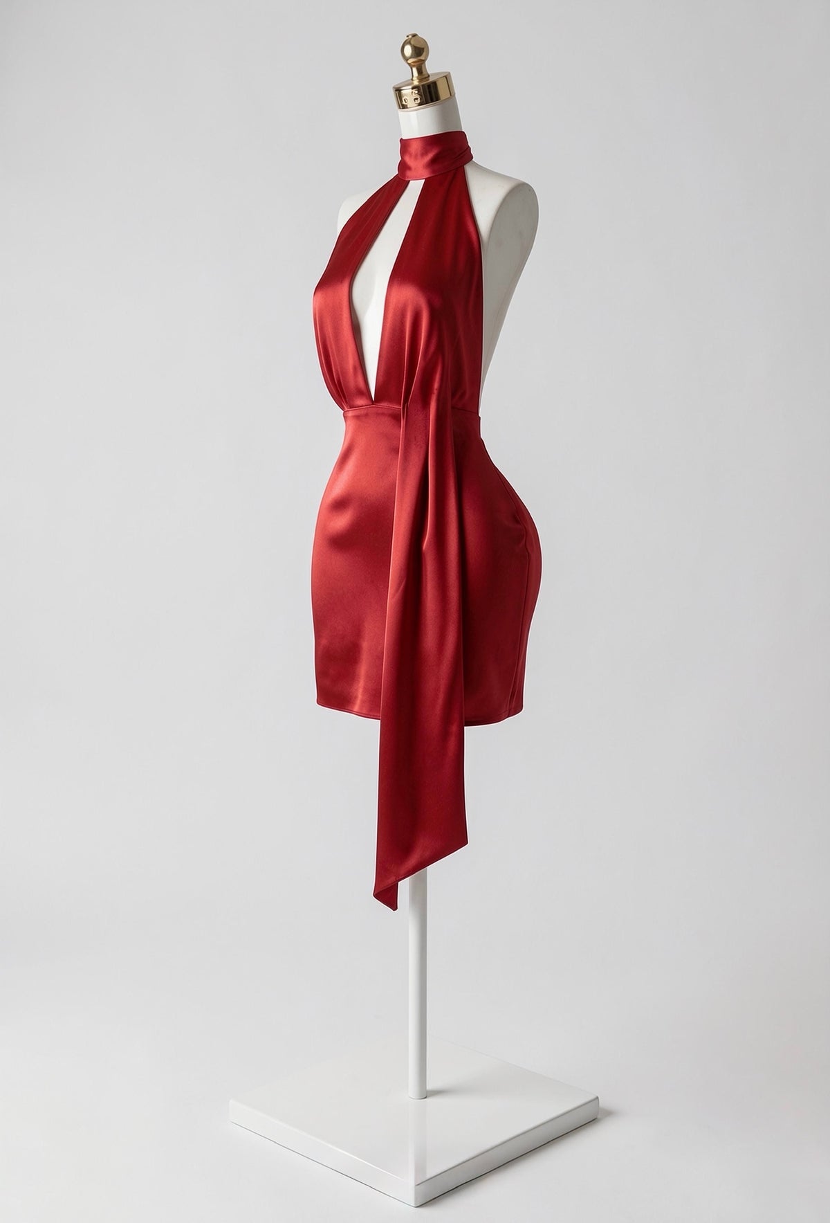 Vestido Satinado Escote V