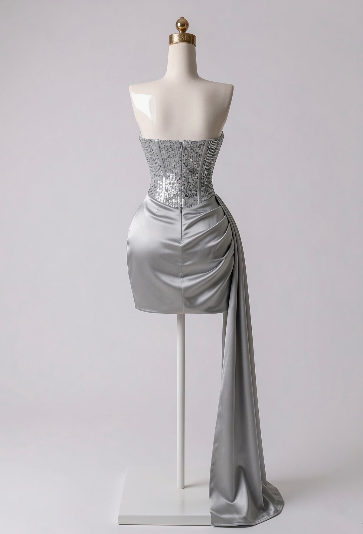 Vestido Corset Lentejuelas y Falda Plisada