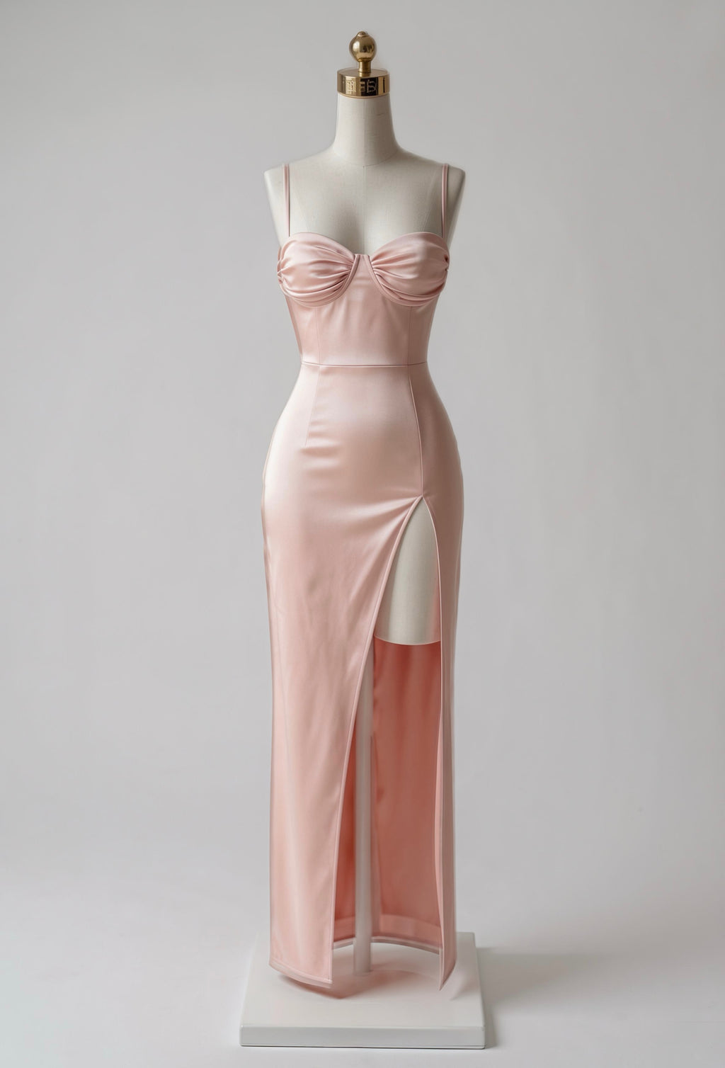 Vestido Maxi Satinado con Abertura en Pierna
