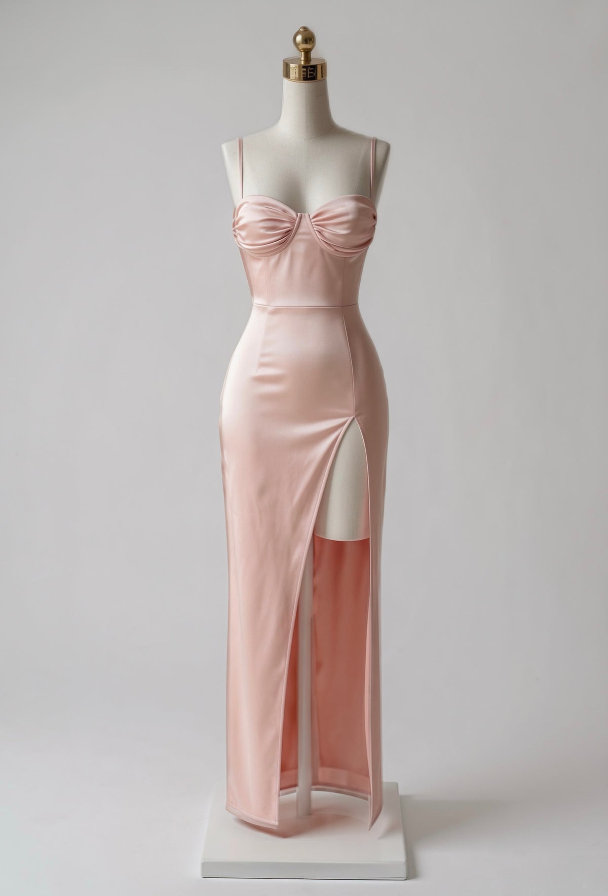 Vestido Maxi Satinado con Abertura en Pierna