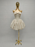 Vestido Satinado con Escote Moño Pequeño y Falda Globo