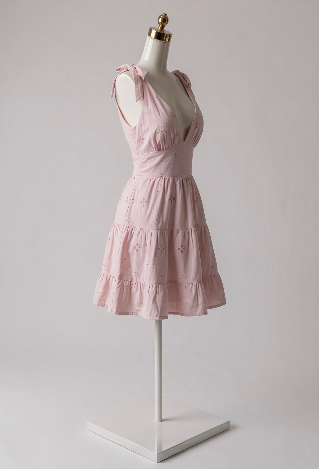 Vestido Escote V con Textura