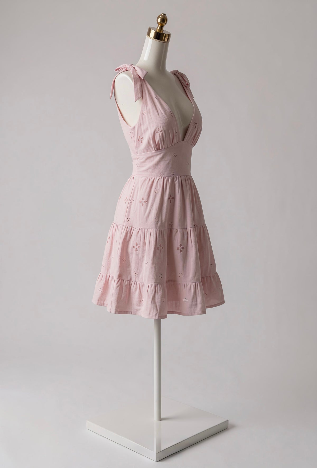 Vestido Escote V con Textura
