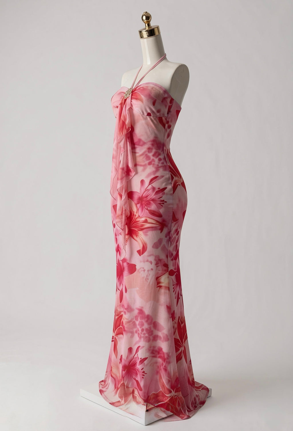 Vestido Strapless Maxi Floreado